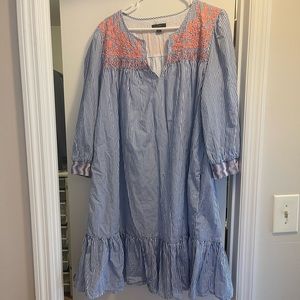 J.Crew Leda Striped Embroidered Popover Dress
